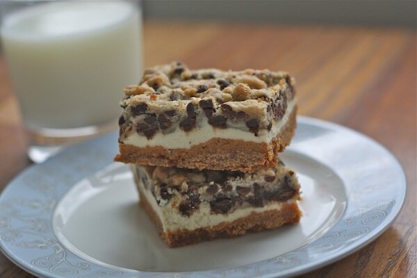 Chocolate Chip Cookie Dough Cheesecake Bars